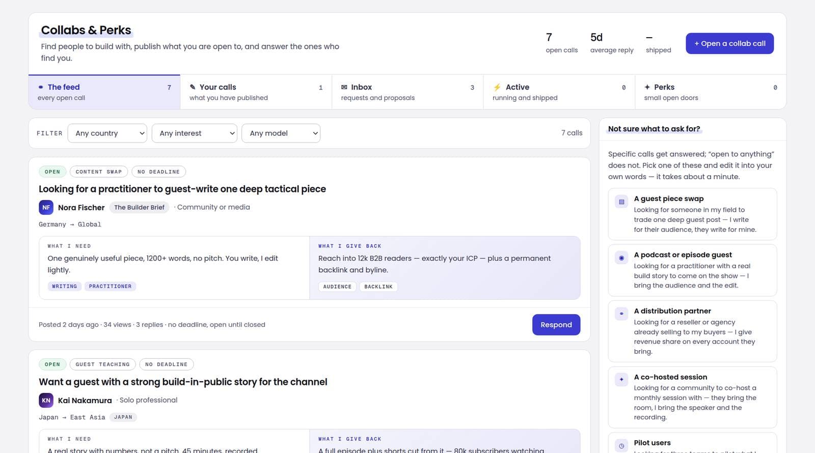 Openfor Builder, Collabs & Perks