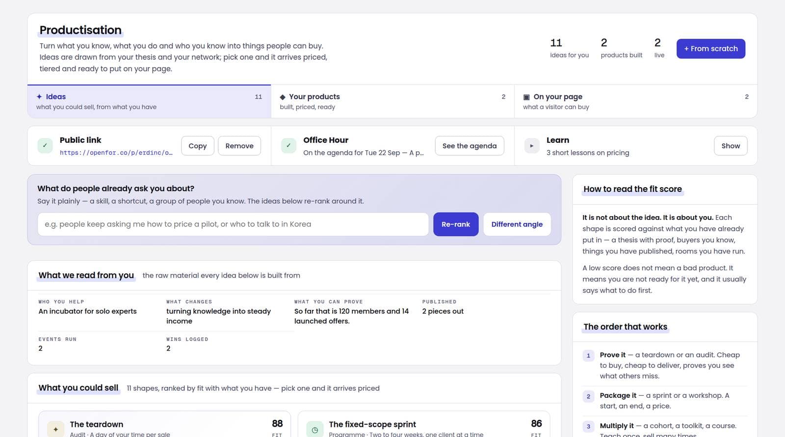 Openfor Builder, Productisation