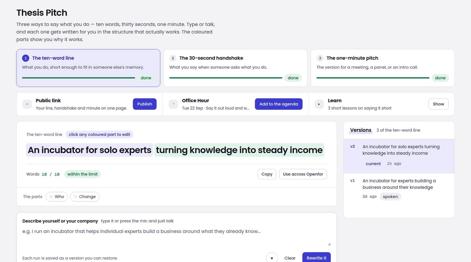 Openfor Builder, Thesis Pitch